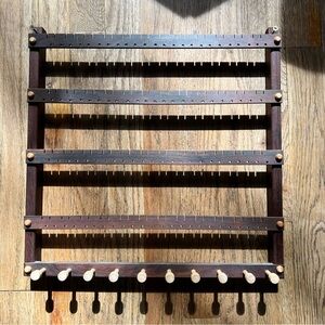 Wooden Peg Wall Organizer Rack in Dark Brown